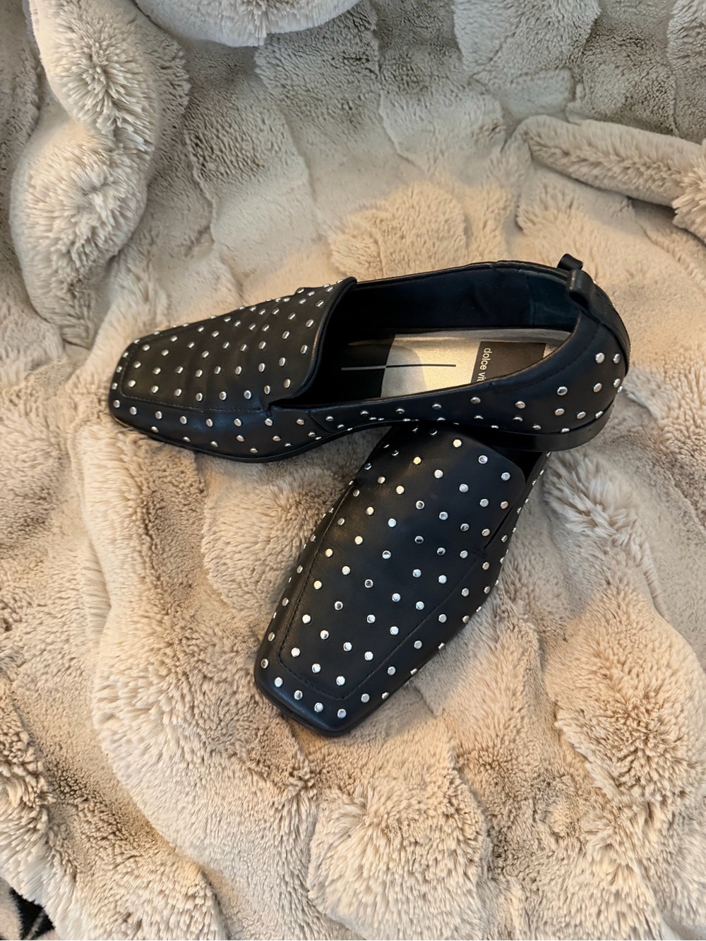 Dolce Vita Black Studded Leather Slip-On Loafers